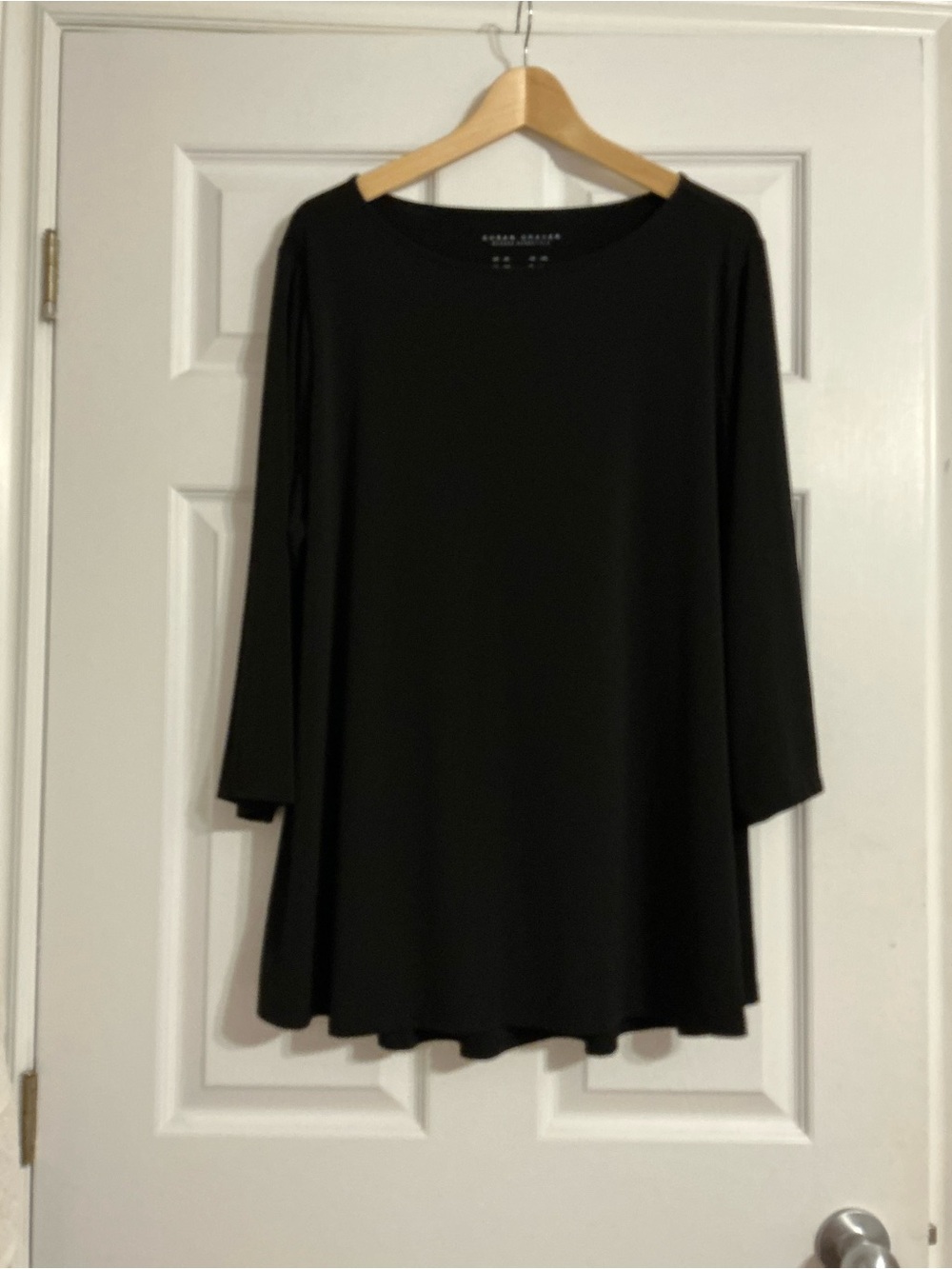 Susan Graver Long-Sleeve Black Plus Sized Tunic Top